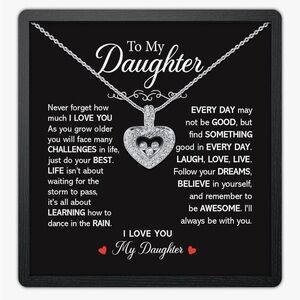 Silver and Crystal Heart Pendant Necklace for Daughter